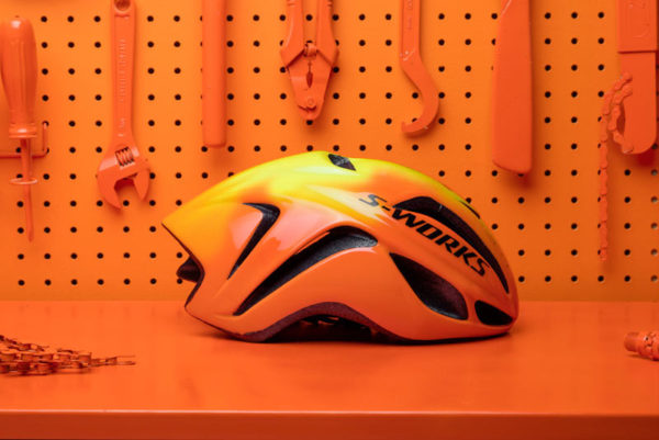 Specialized Torch momo orange Evade aero road helmet with color changing paint