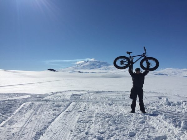 bikerumor pic of the day fat biking antarctica near mt. erebus