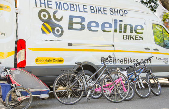 Beeline Bikes, van with bikes
