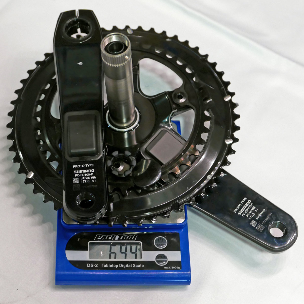 Up close: Shimano Dura-Ace R9100 dual-sided power meter crankset, with actual weights
