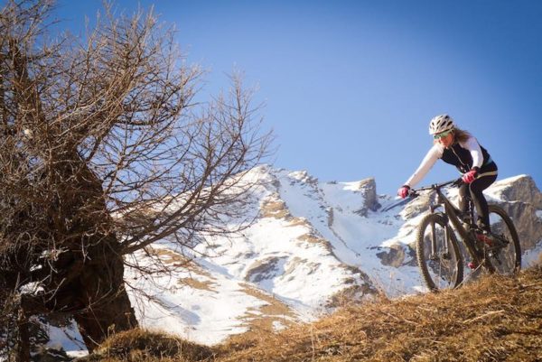 bikerumor pic of the day mountain biking Ovronnaz, Switzerland, above the Rhône Valley