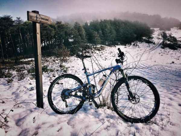 bikerumor pic of the day "My favorite place to ride with snow, beautiful forest and single track, In tangorri mountain, Spain
