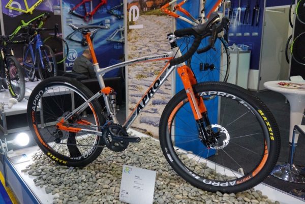 A-pro full suspension gravel road bike with X-Fusion Ranger inverted suspension fork