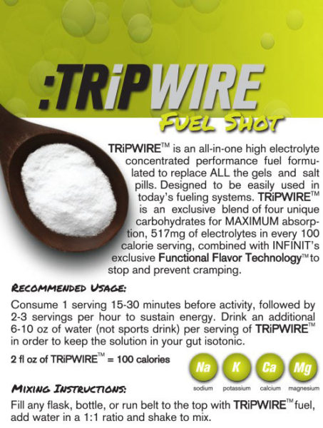 Infinit Nutrition TripWire anti-cramp energy gel with active ingredients to eliminate cramping instantly