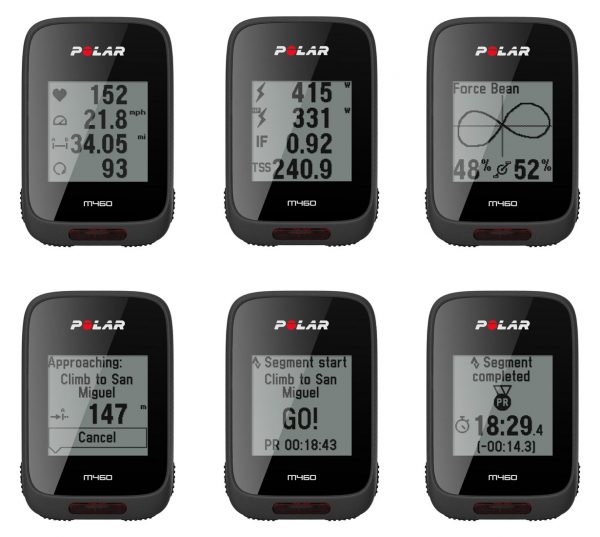 Polar M460 GPS cycling computer with live Strava segments sync and smart training features