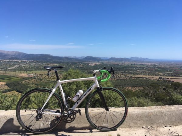bikerumor pic of the day bike riding in Mallorca at the top of the short climb to Santa Magdalena, spain