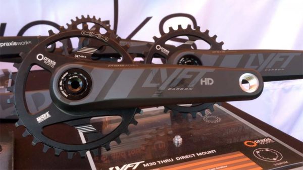 praxis lyft carbon fiber mountain bike cranksets with wave technology alternating tooth chainrings