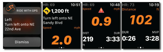 Ride with GPS, apple watch screenshots
