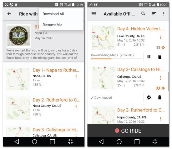 Ride with GPS, download all screenshot