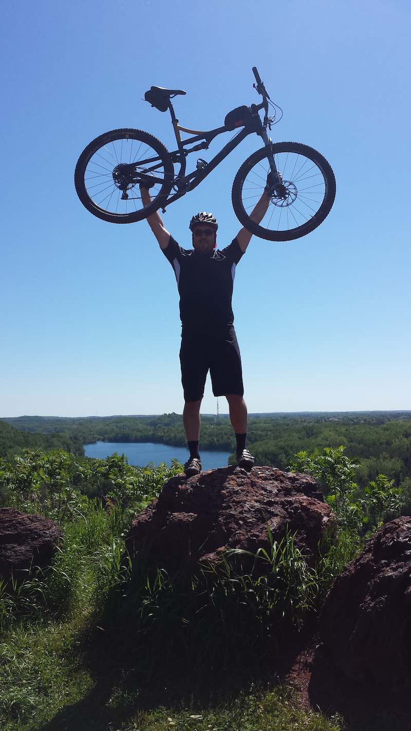 bikerumor pic of the day This pic comes from the top of cuyuna mountain bike trails in crosby mn. Mountain bike trails wind through huge mounds of old iron ore mind tailings between the pits, now 500ft deep lakes. The bike, a salsa spearfish.