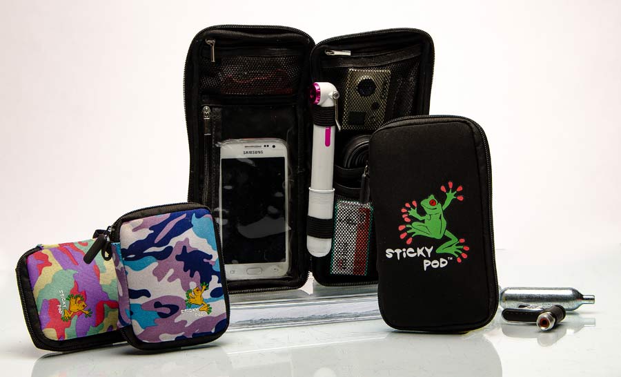 Sticky Pod bicycle wallet holds bike tools Co2 and other stuff inside your jersey pocket
