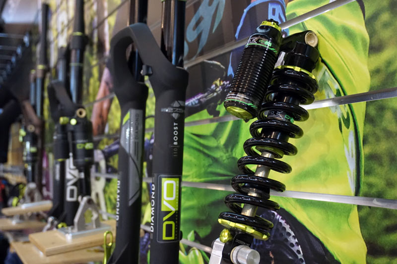 2018 DVO rear shocks get metric sizing and trunnion options for all models including this Jade coilover rear shock