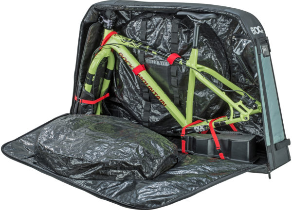 EVOC Bike Travel Bag XL fat bike plus sized mountain bike padded soft travel case open packed
