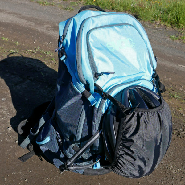 EVOC Explorer Pro 30l multi-day all-mountain trail bike backpack helmet carry