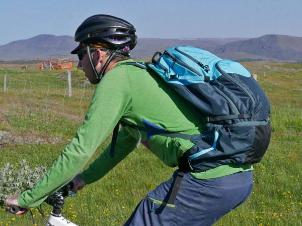 EVOC Explorer Pro 30l multi-day all-mountain trail bike backpack riding side