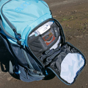 EVOC Explorer Pro 30l multi-day all-mountain trail bike backpack lower pockets