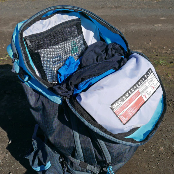 EVOC Explorer Pro 30l multi-day all-mountain trail bike backpack main top pocket