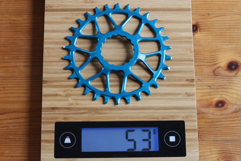 KA Engineering aluminum 30t chainring, actual weight on scale