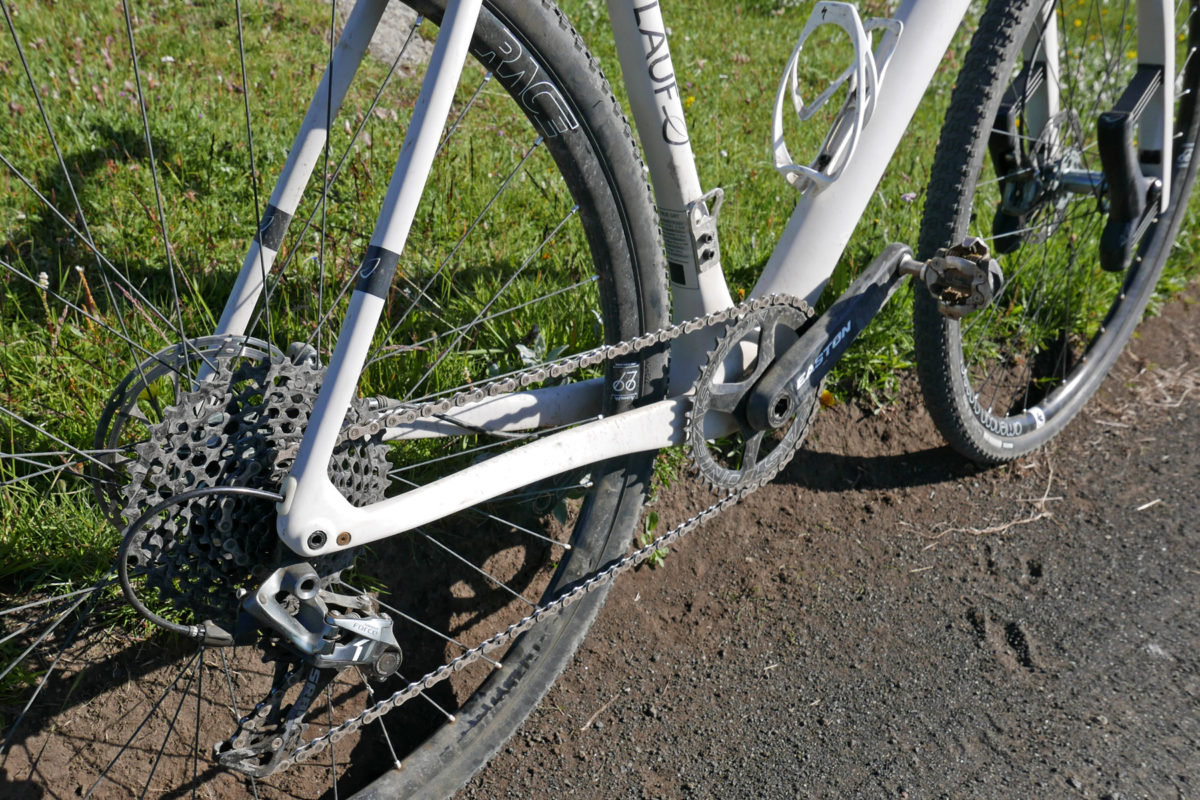 Lauf True Grit lightweight carbon race gravel road bike with leaf spring suspension gravel fork Cream Race 1x drivetrain