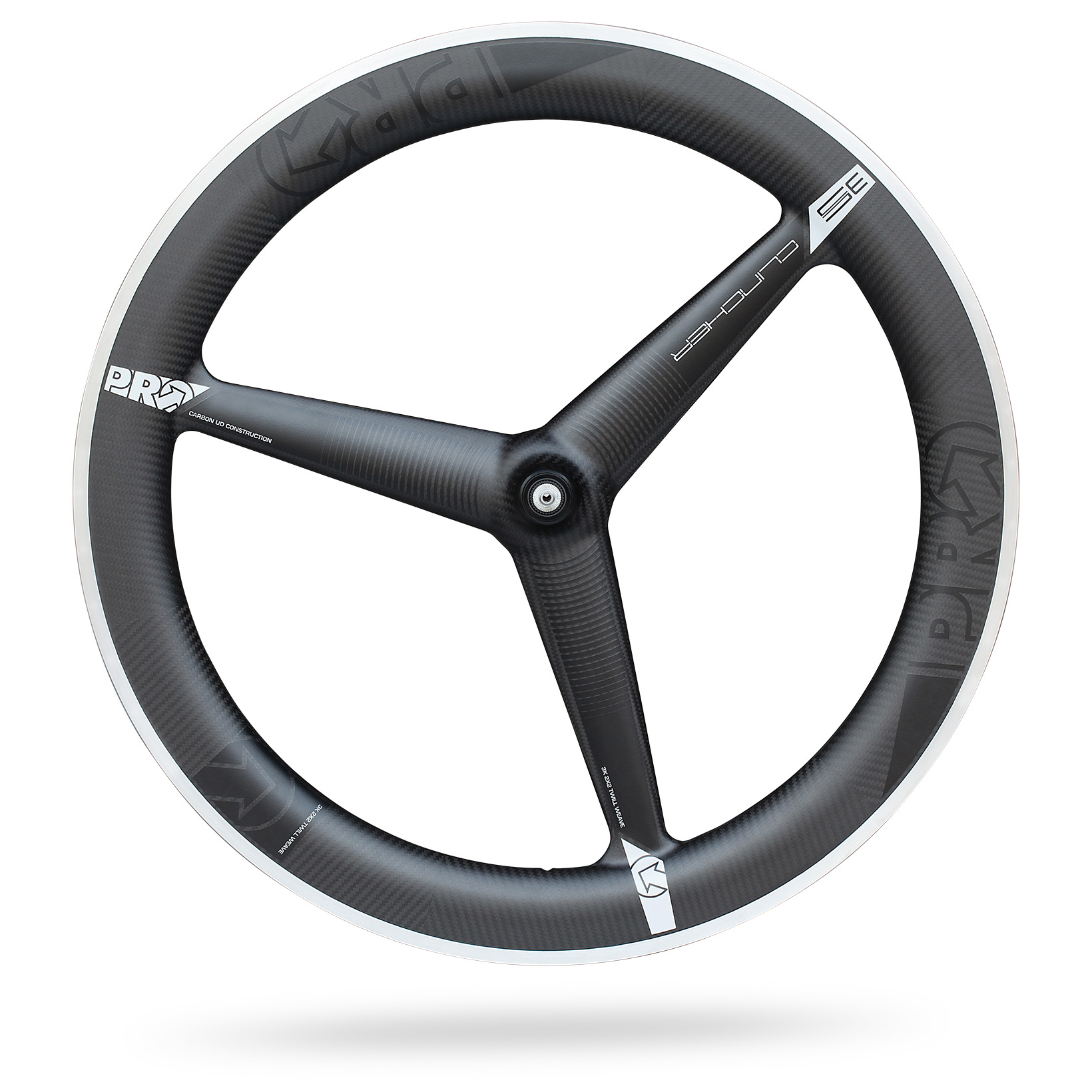 PRO Tri-Spoke Clincher aero wheel time trial triathlon aerodynamic aero three-spoke carbon clincher front wheel Shimano