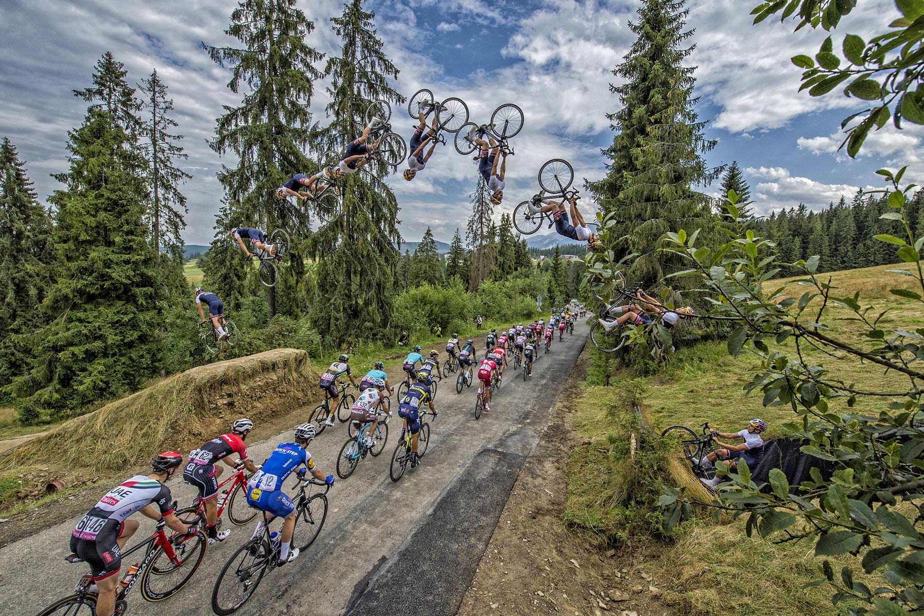 Szymon Godziek flips over Tour de Pologne, photo by Lukasz Nazdraczew for Red Bull