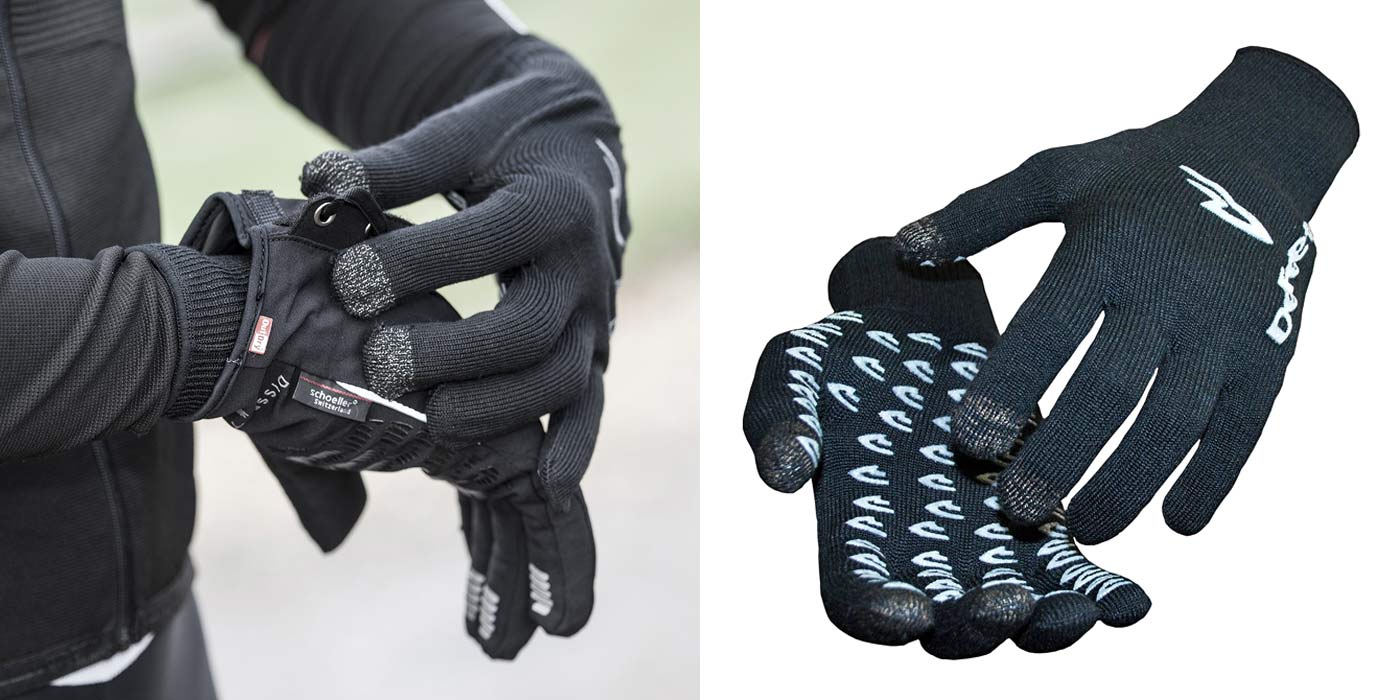 Dissent 133 by TheRiderFirm layered winter biking gloves wet cold cycling glove system Defeet Duraglove insulating thermal liner glove