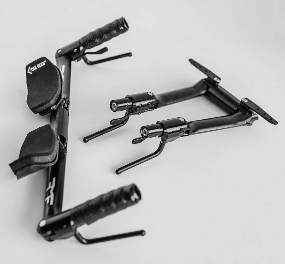 morf tech folding aero handlebar transforms from flat bullhorns to aero extensions for triathlon
