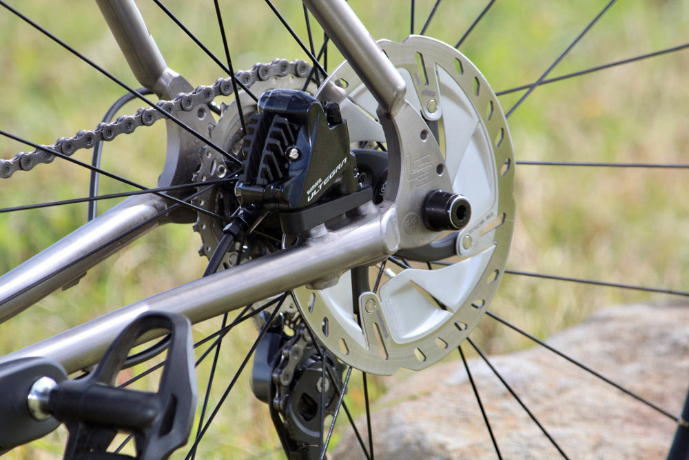 2018 Litespeed Cherohala titanium gravel road bike has mounts for fenders and pannier rack bags