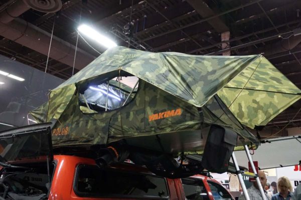 yakima x poler camo collaboration highrise vehicle rooftop tent system and new accessories