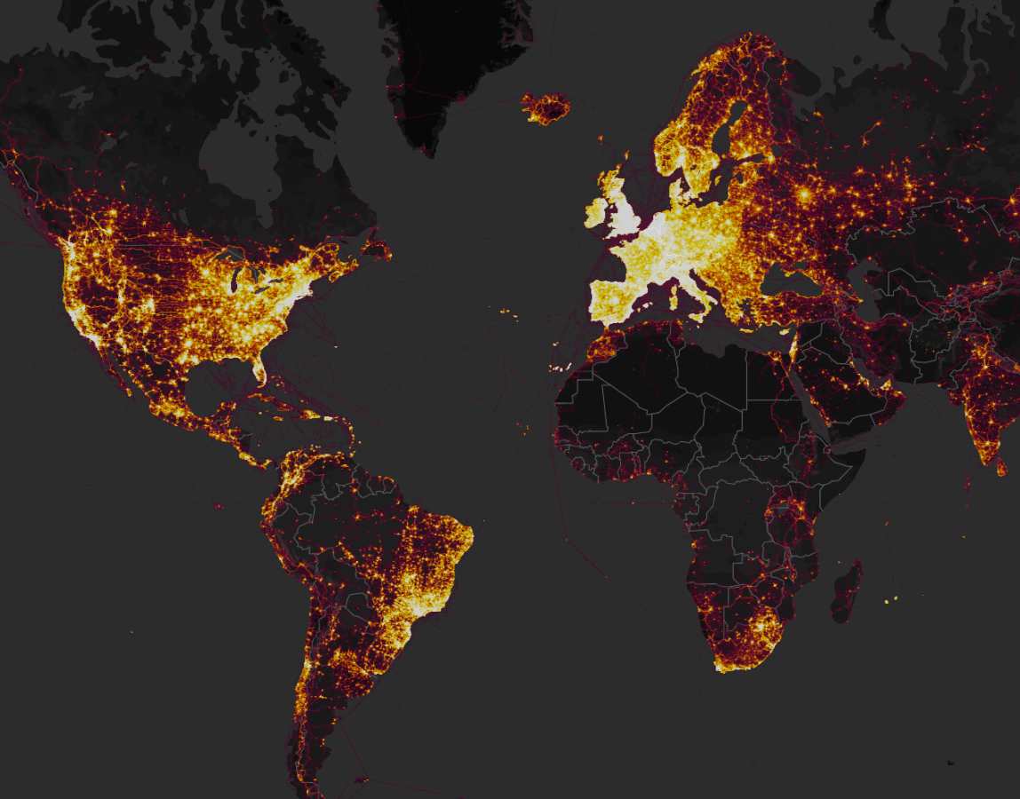 Strava Global Heatmap displays 17 billion miles of recorded activity