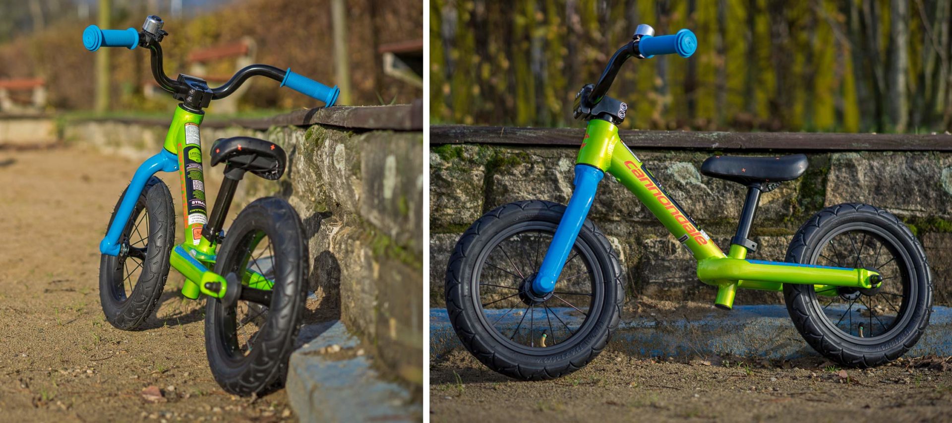 Toddlers ride Kid Correct on a Lefty with Cannondale Trail Balance bike
