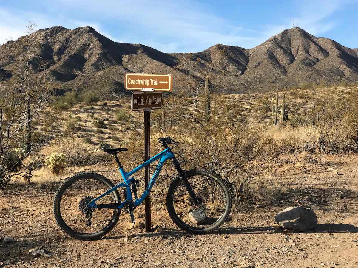 bikerumor pic of the day photo is at the intersection of Dixie Mine and Coachwhip trails in the McDowell Mountains outside Fountain Hills, Arizona.