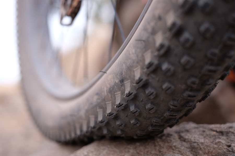 Tire knobs are designed to grip the trail in different ways depending on the surface.