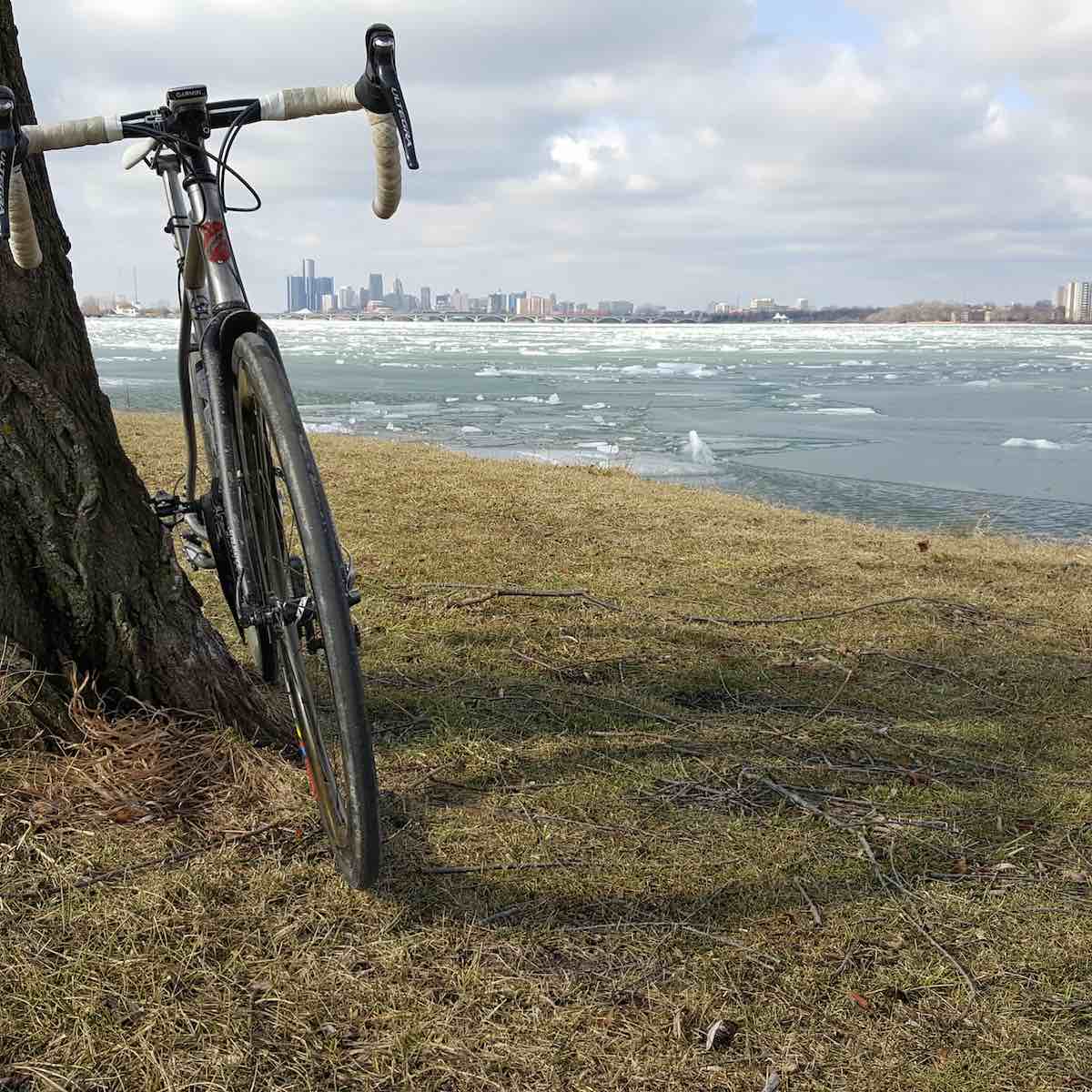 bikerumor pic of the day the Detroit River, with Lynskey Cooper CX bicycle.