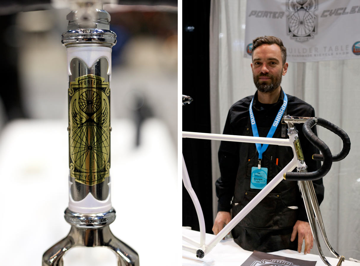 Porter Cycles lugged and shaped white track bike at NAHBS 2018
