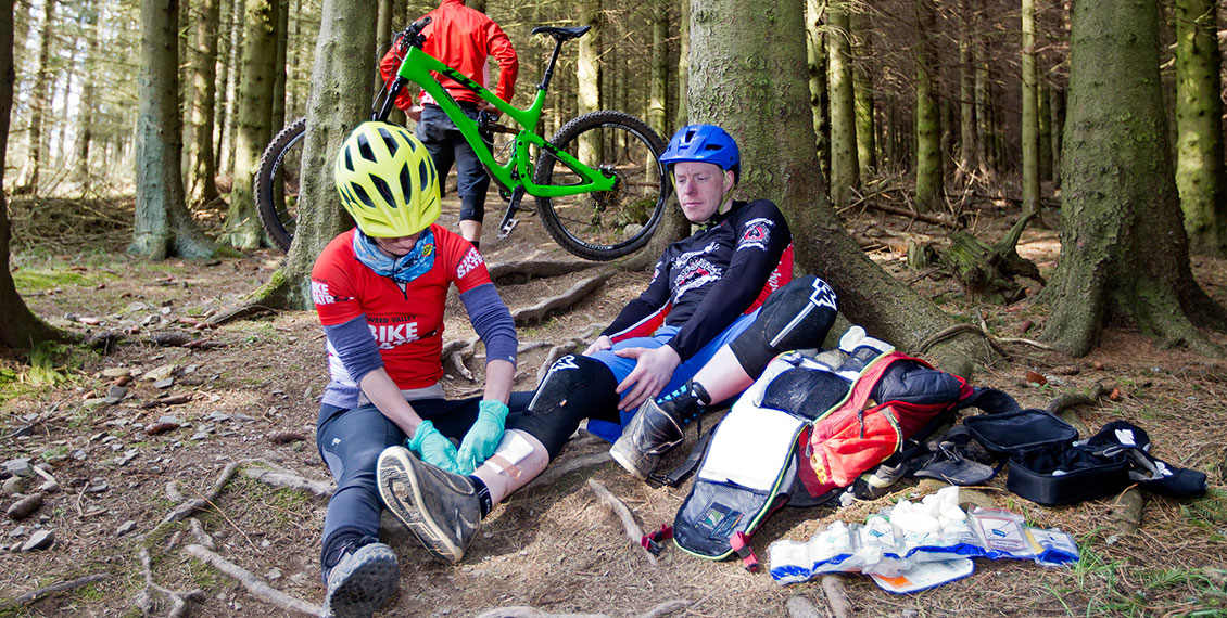 Trailside first aid is important to know when you travel far in the woods on your bike.