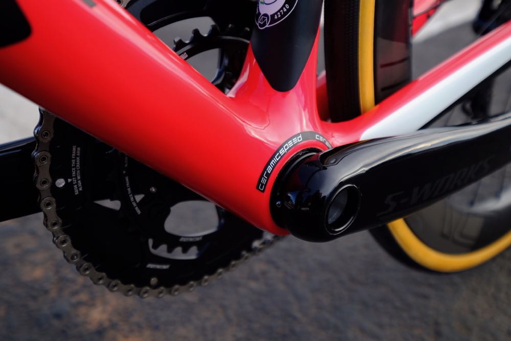The 2018 Specialized S-Works Tarmac Disc brake road bike also gets their new power meter crankset