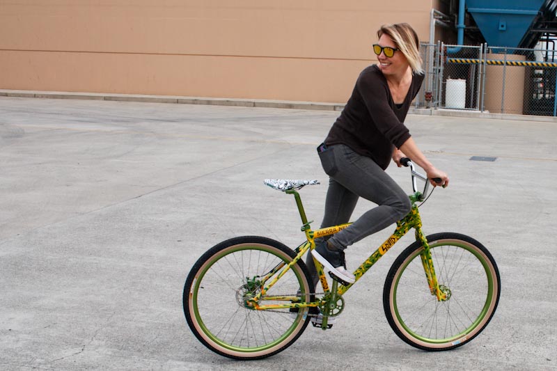 Sierra Shredder, woman riding bike