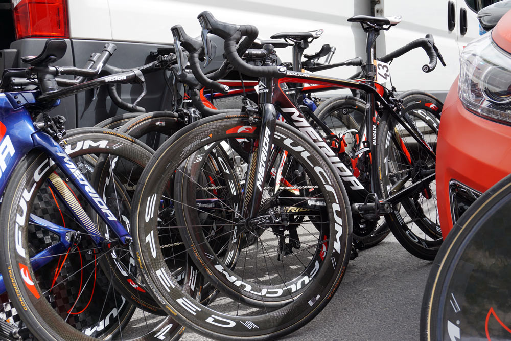 Bahrain-Merida pro cycling team bike checks from Giro Italia 2018