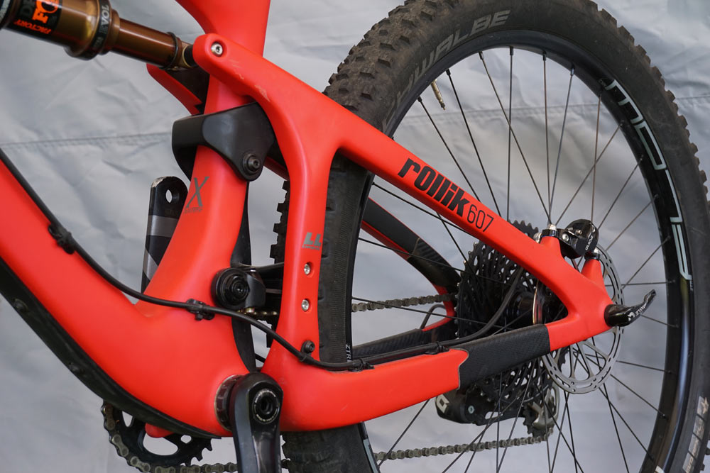 Spot Brand Rollick 607 long travel full suspension mountain bike with carbon fiber Living Link flex plate leaf spring