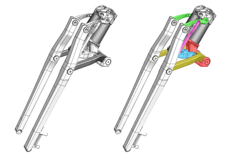 New Adroit Linkage Suspension Fork uses a rear shock to give you more