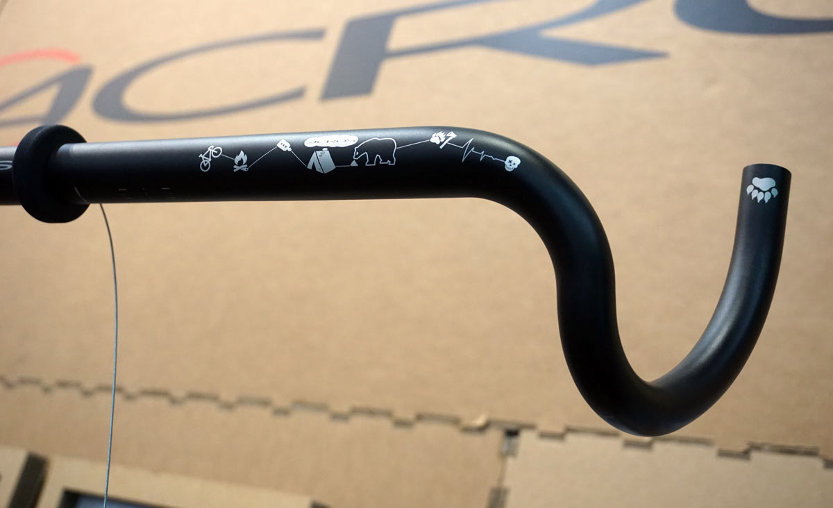 2019 Acros alloy gravel road bike handlebar with flared drops and cute bear graphics