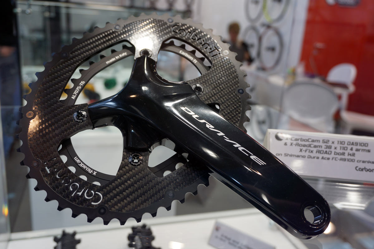 CarbonTi carbon fiber chainrings with alloy teeth for Shimano Dura-Ace cranksets