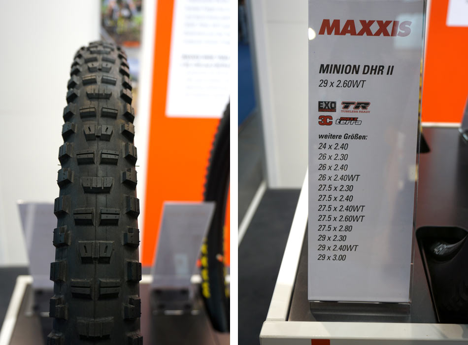 new Maxxis Minion DHR II 29x26 and 24inch enduro mountain bike tires