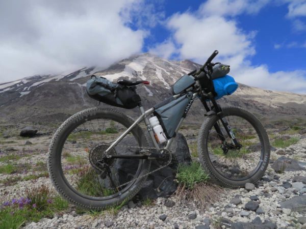 bikerumor pic of the day bike packing gear at Mt St Helens National Volcanic monument, Washington.