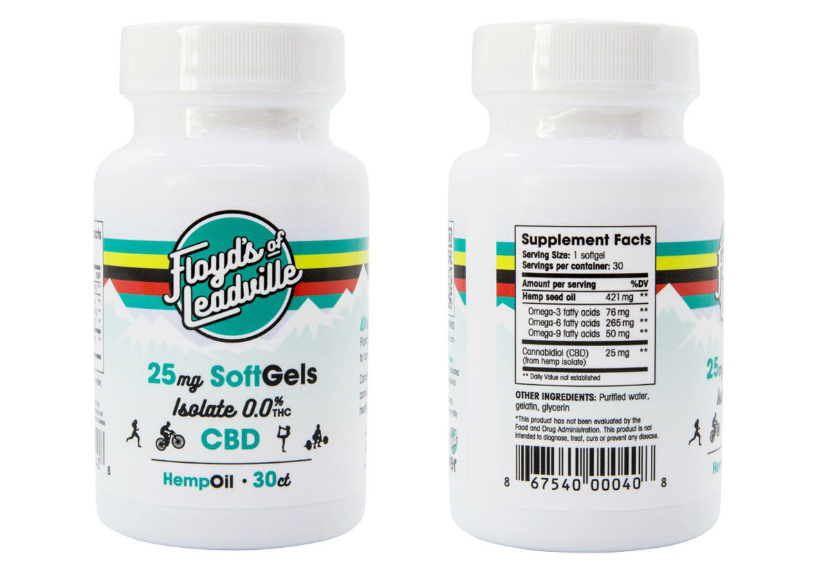 Floyds of Leadville CBD Isolate Soft Gel pills with pure CBD oil