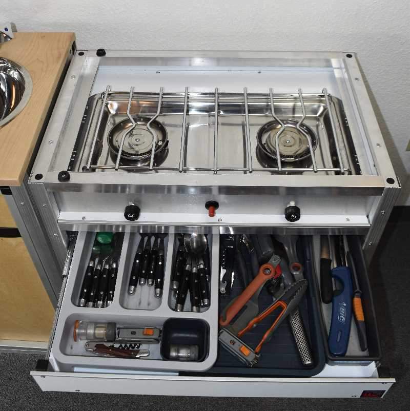 #Vanlife: The TK Van Kitchen includes a stove, sink, shower, and more