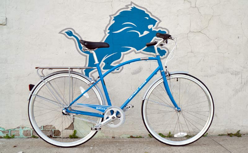 Detroit Lions A-Type Detroit Bikes made in the USA limited edition Lions A-Type chromoly steel city commuter cruiser bike NFL Football team commemorative edition