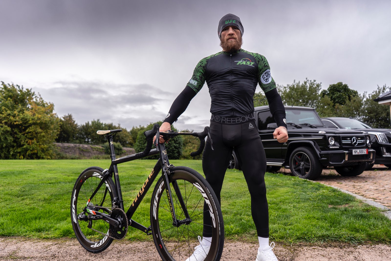 Connor McGregor rolls into his next fight on a custom ride from FiftyOne Bikes