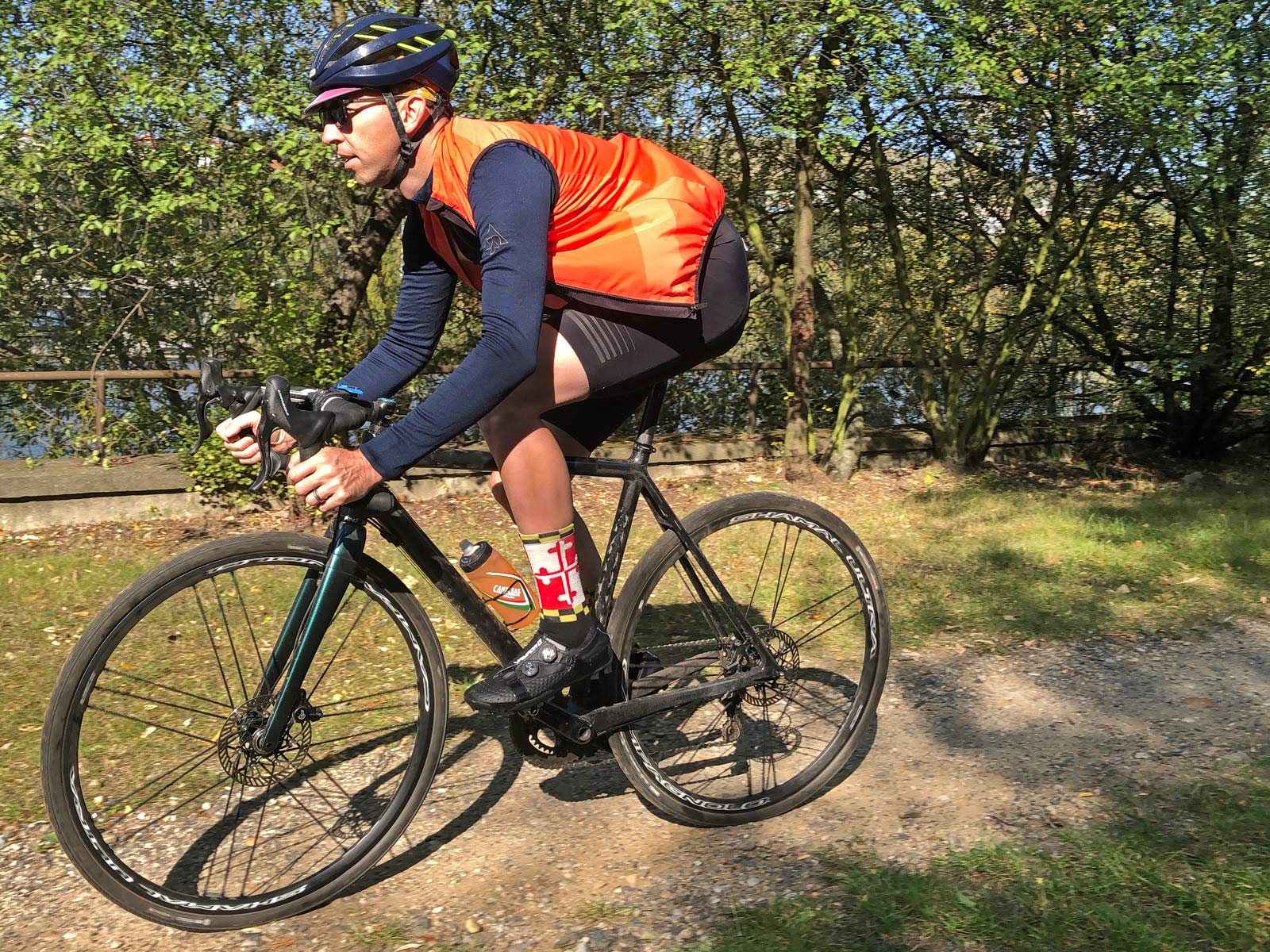 Podia Navy & Olive Merino, Podia Merino lightweight long sleeve Smartwool wool blend cycling jersey